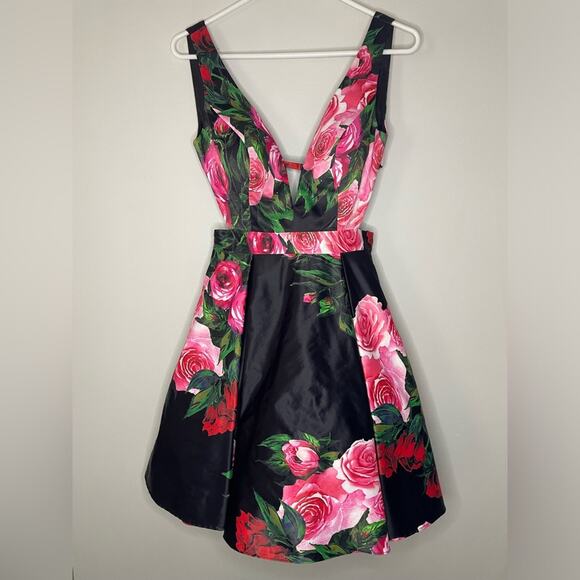 JVN Jovani As Seen On TV JVN65166 Floral Print A-Line Cut-Out Dress Size 2 - Picture 7 of 11